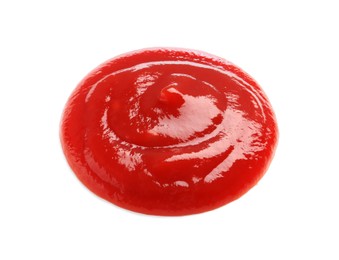 Tasty ketchup isolated on white. Tomato sauce