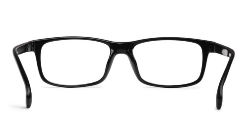 Stylish glasses with black frame isolated on white