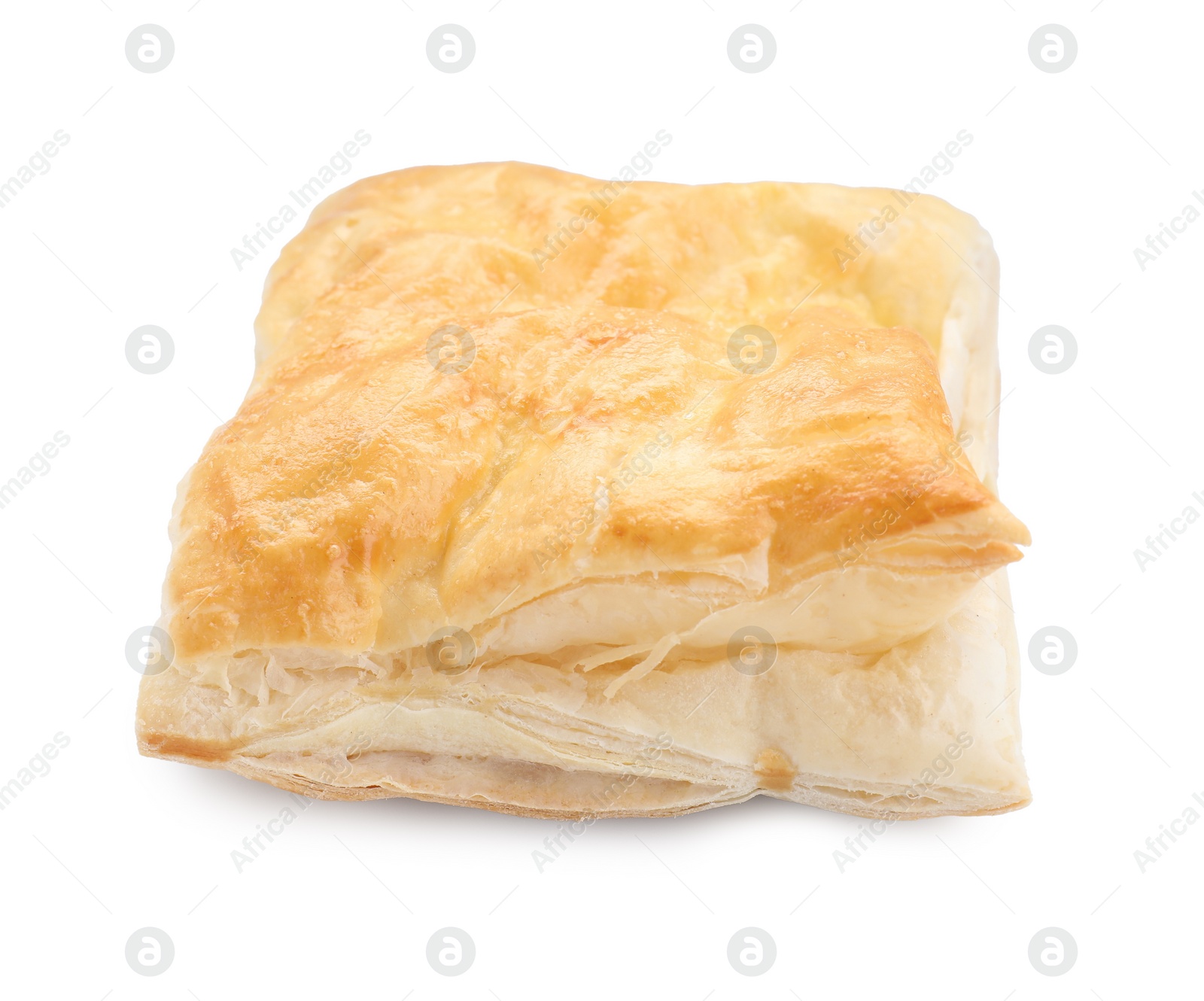 Photo of Puff pastry. One delicious fresh bun isolated on white