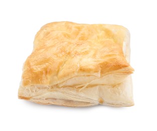 Photo of Puff pastry. One delicious fresh bun isolated on white