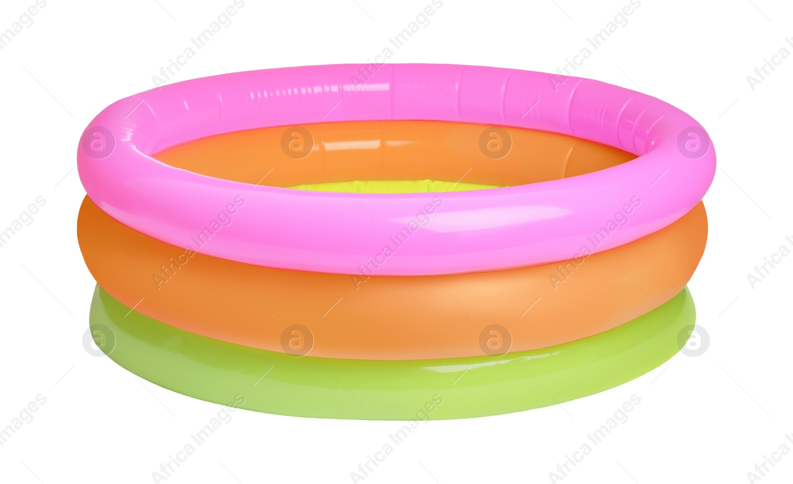 Image of Colorful inflatable rubber pool on white background