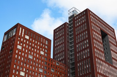 Exterior of beautiful building against blue sky, low angle view