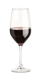 Photo of Red wine in glass isolated on white