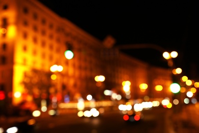 Photo of Blurred view of beautiful city at night. Bokeh effect