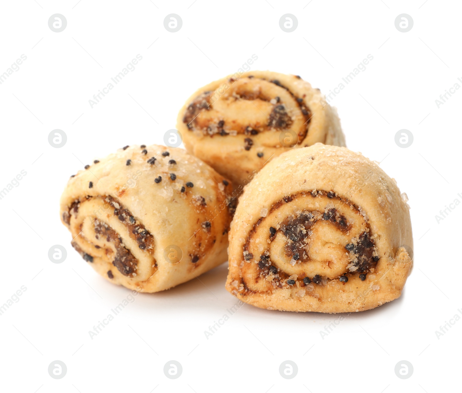 Photo of Freshly baked poppy seed cookies isolated on white