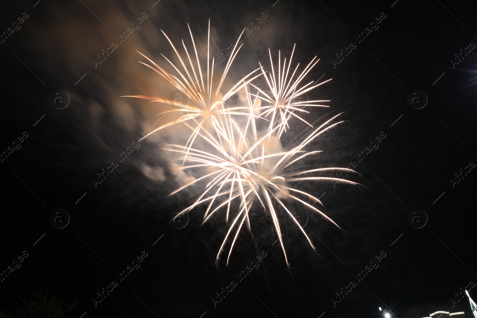 Photo of Beautiful fireworks lighting up night sky outdoors