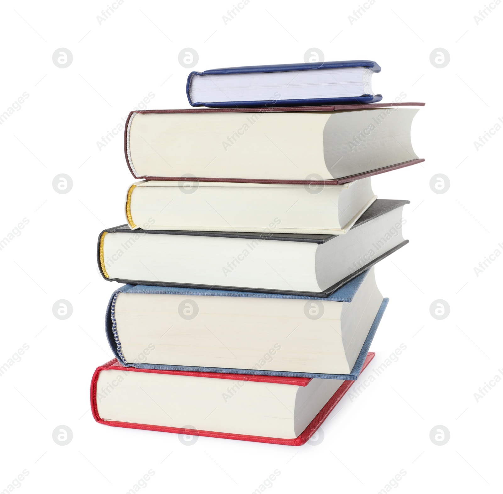 Photo of Stack of hardcover books isolated on white