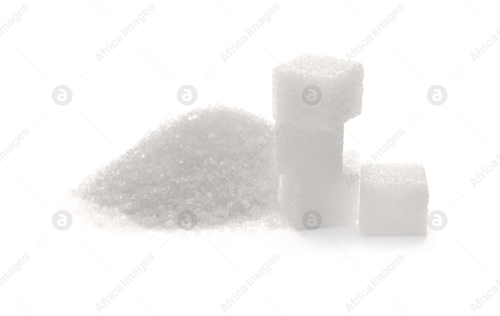 Photo of Refined sugar on white background