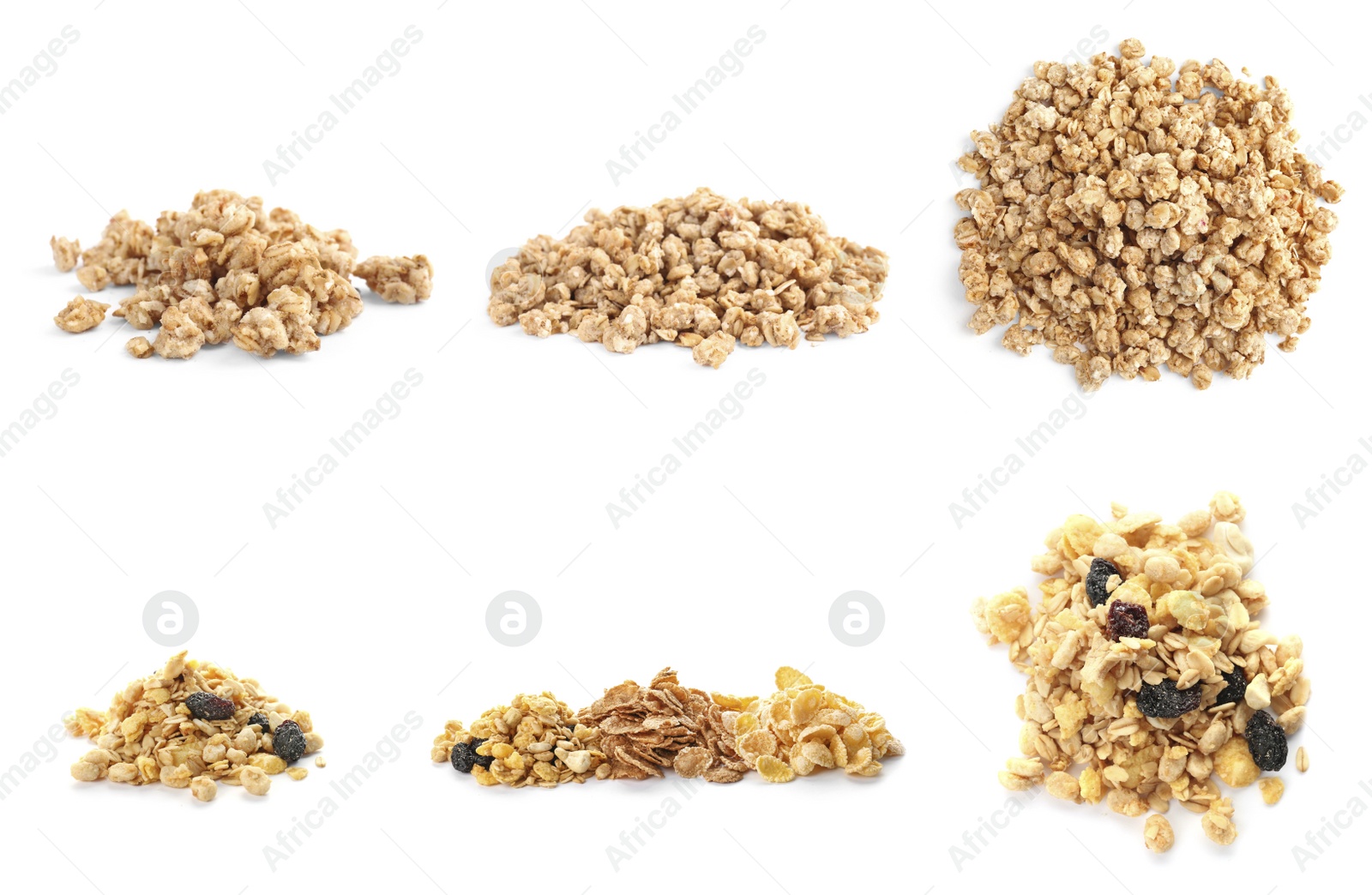 Image of Set with healthy granola on white background