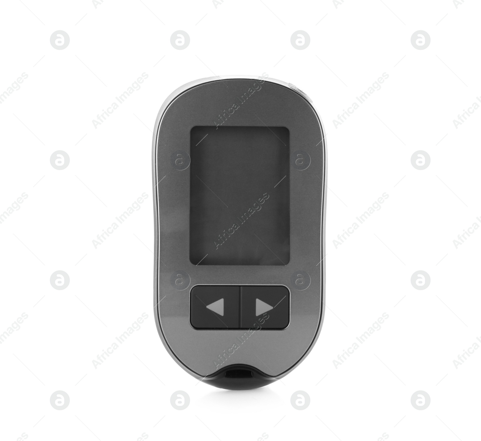 Photo of Digital glucometer on white background. Diabetes concept