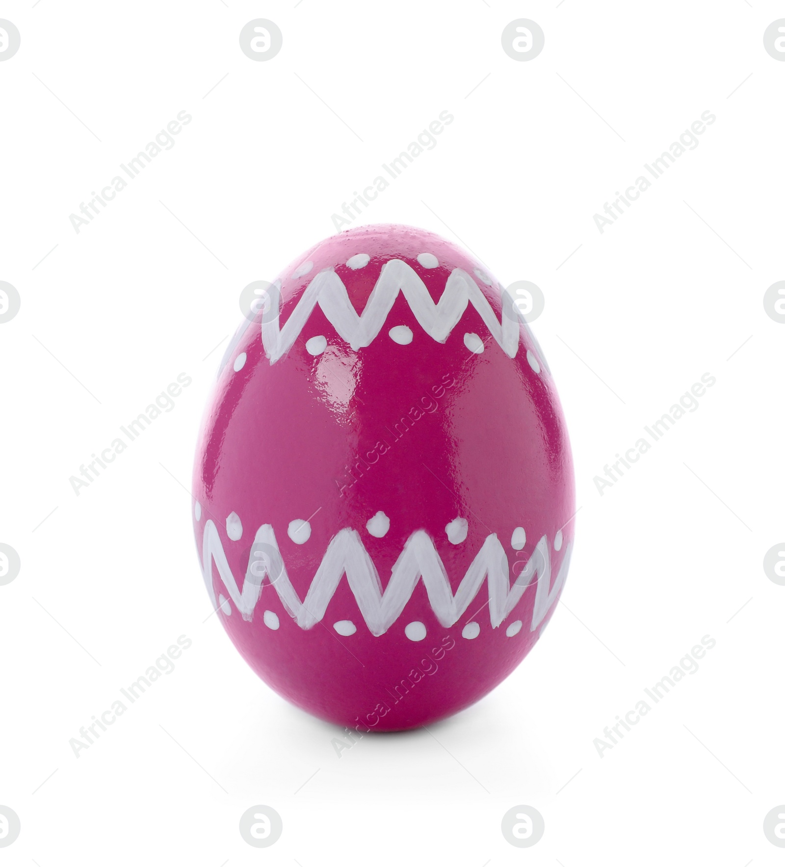 Photo of Decorated Easter egg on white background. Festive tradition