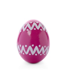 Decorated Easter egg on white background. Festive tradition