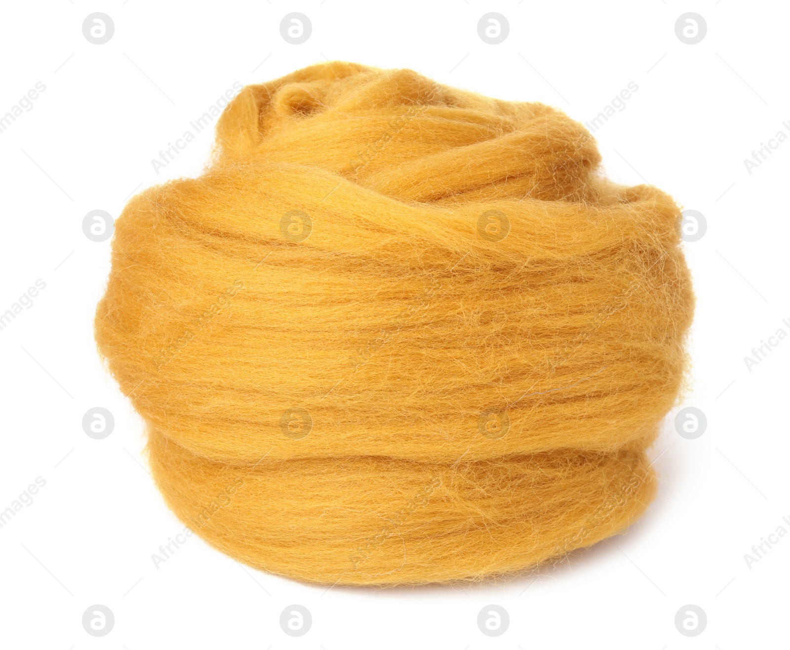 Photo of One orange felting wool isolated on white