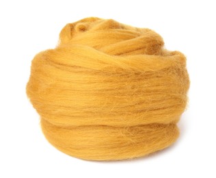 One orange felting wool isolated on white