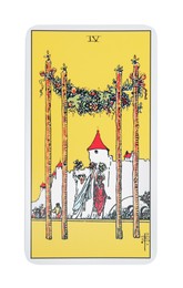 Photo of Four of Wands isolated on white. Tarot card