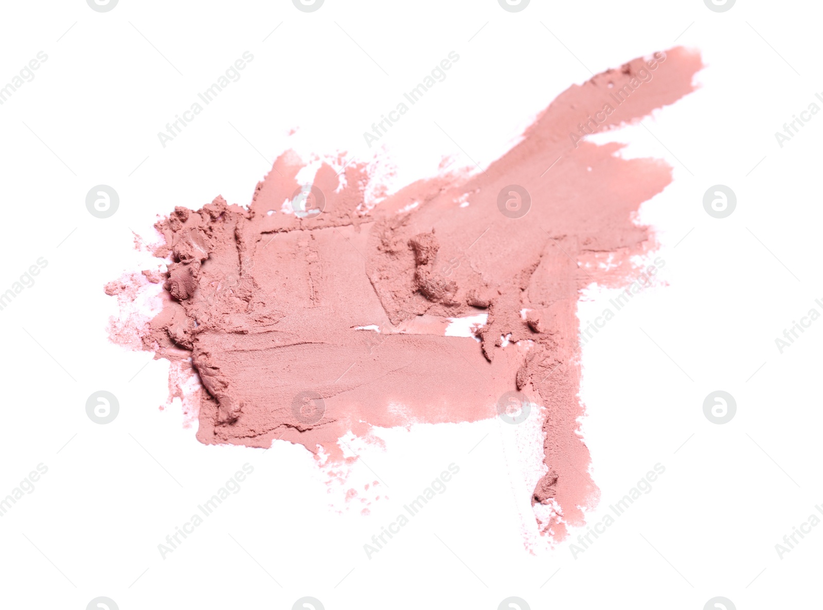 Photo of Smears of nude lipstick on white background