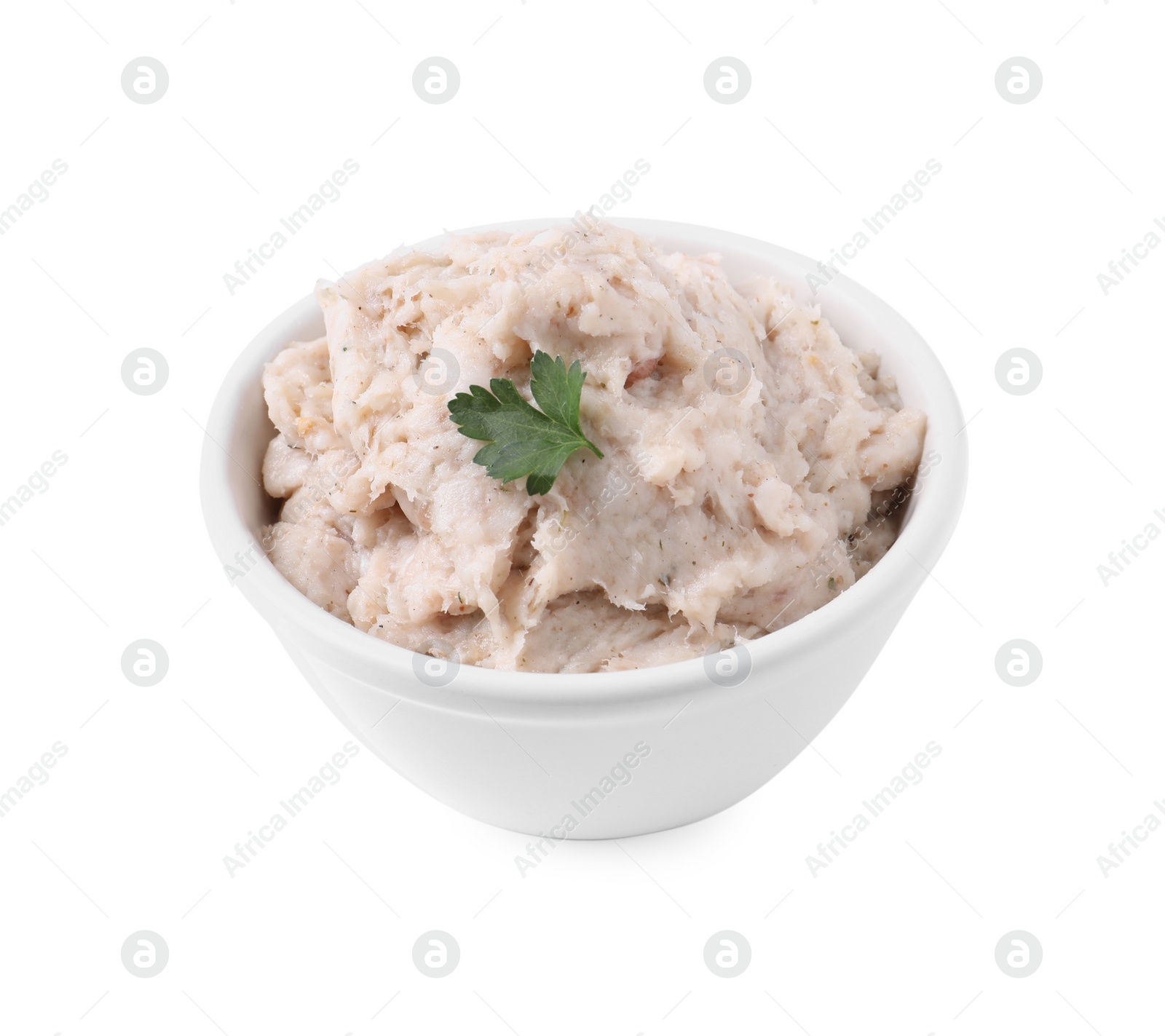 Photo of Lard spread in bowl isolated on white