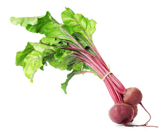 Photo of Raw ripe beets with leaves isolated on white