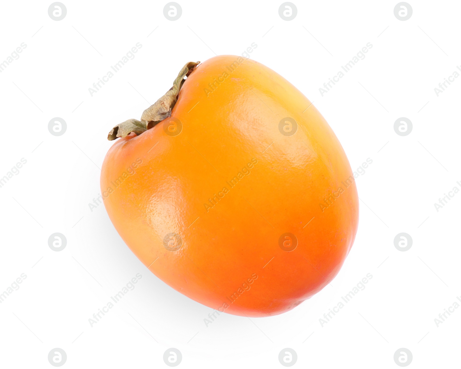 Photo of Delicious ripe juicy persimmon isolated on white, top view