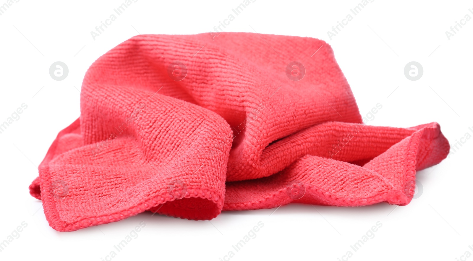 Photo of Clean red microfiber cloth isolated on white