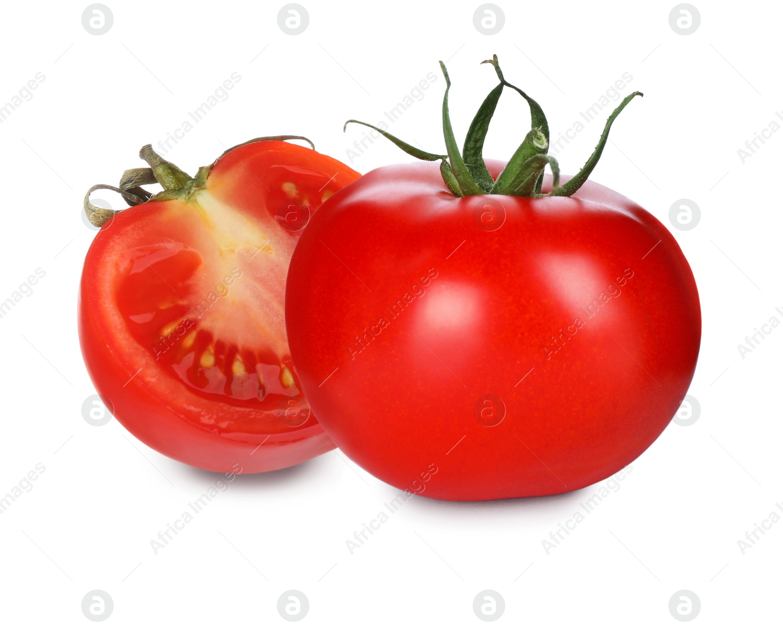 Image of Fresh ripe red tomatoes on white background