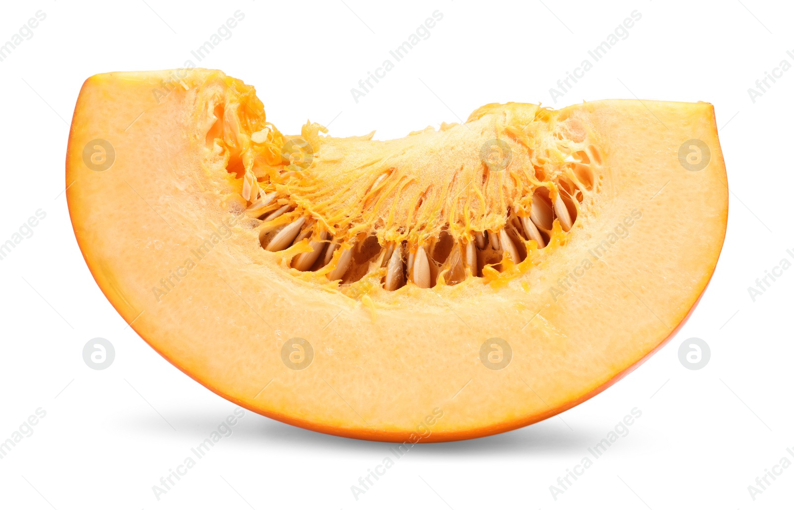 Photo of Slice of fresh ripe pumpkin isolated on white