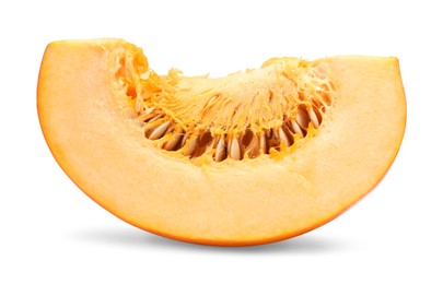 Slice of fresh ripe pumpkin isolated on white