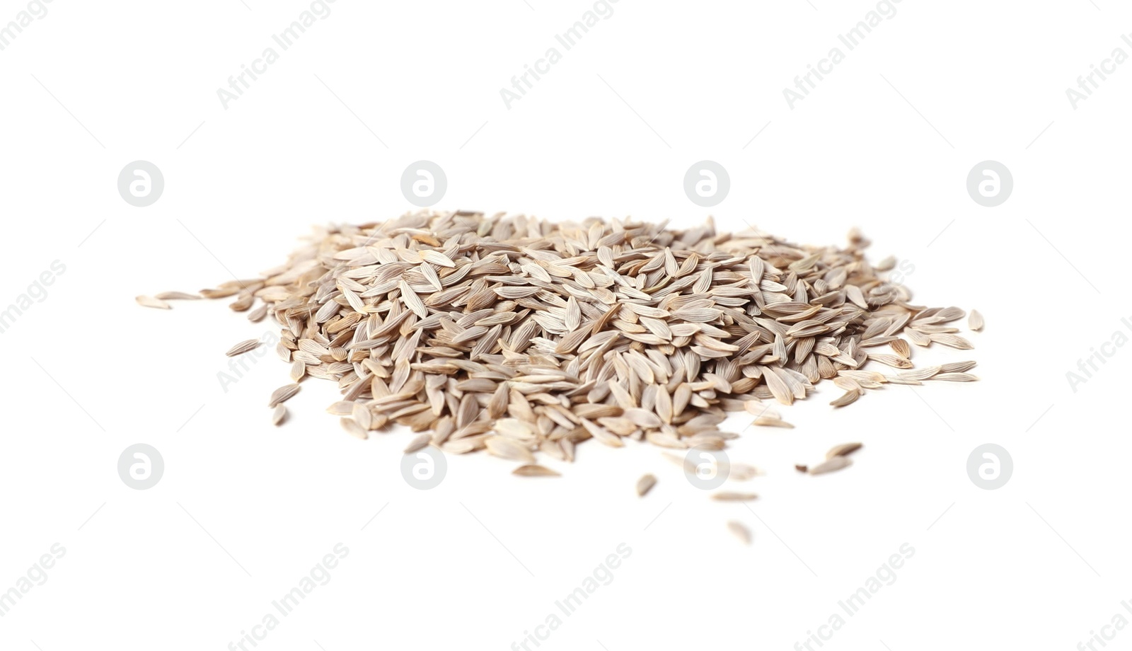 Photo of Pile of lettuce seeds on white background