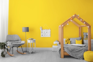 Image of Color of the year 2021. Modern child room interior with stylish furniture