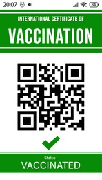 Illustration of International certificate of vaccination with QR code, illustration