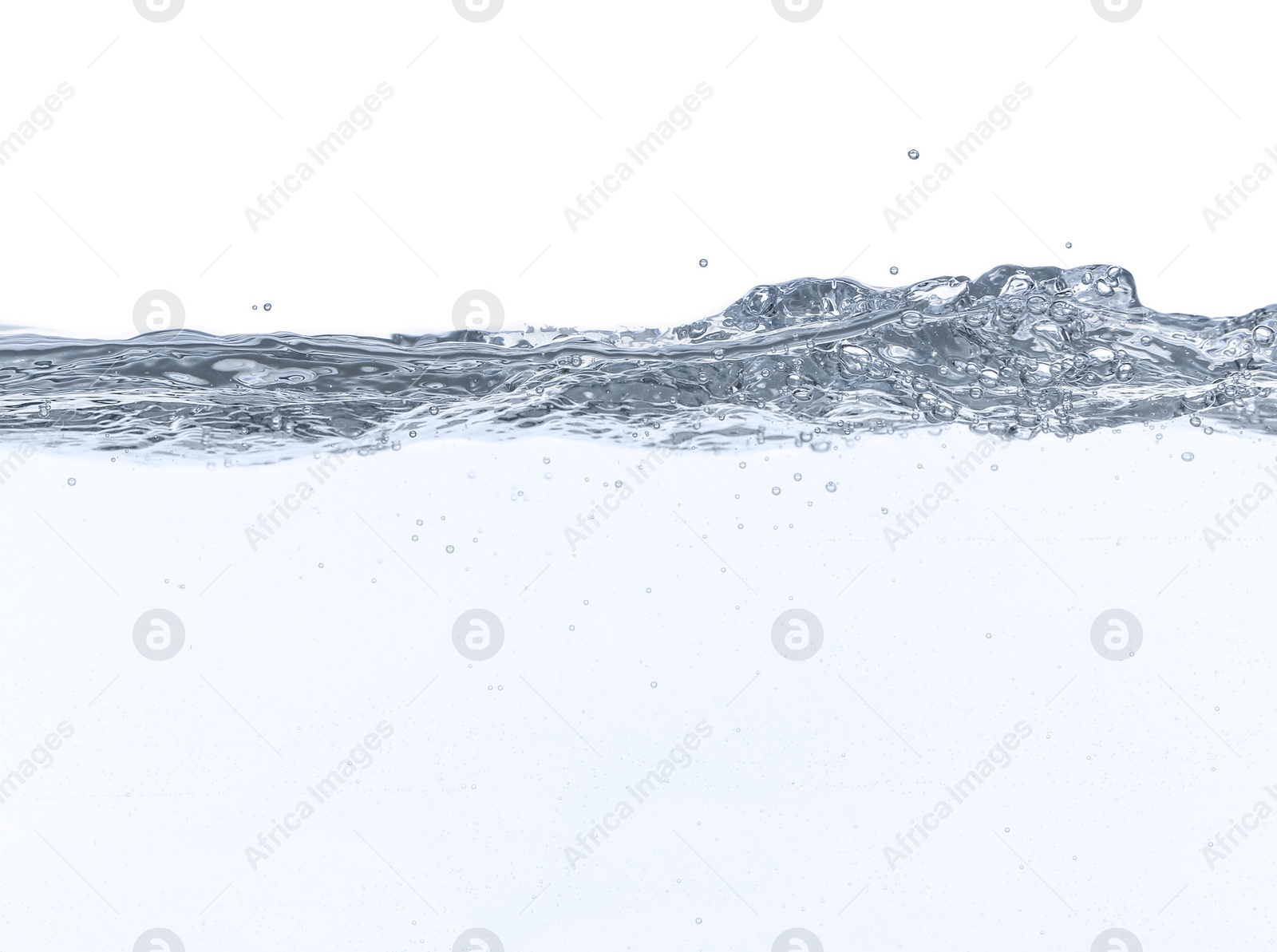 Photo of Closeup view of clear water isolated on white