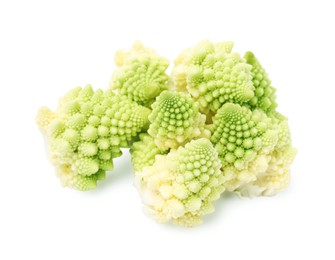 Photo of Cut fresh raw cauliflowers on white background