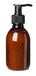 Photo of Dispenser bottle isolated on white. Men's cosmetics