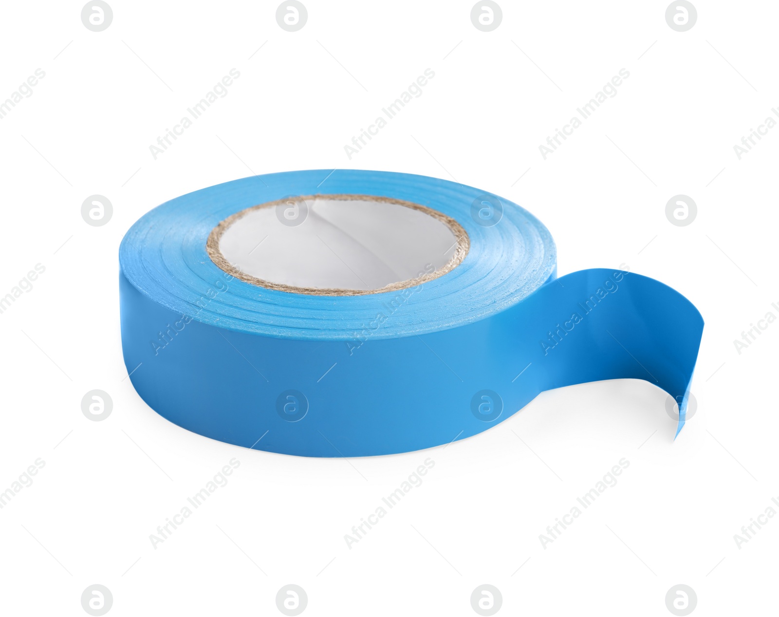 Photo of Reel of light blue insulating tape isolated on white