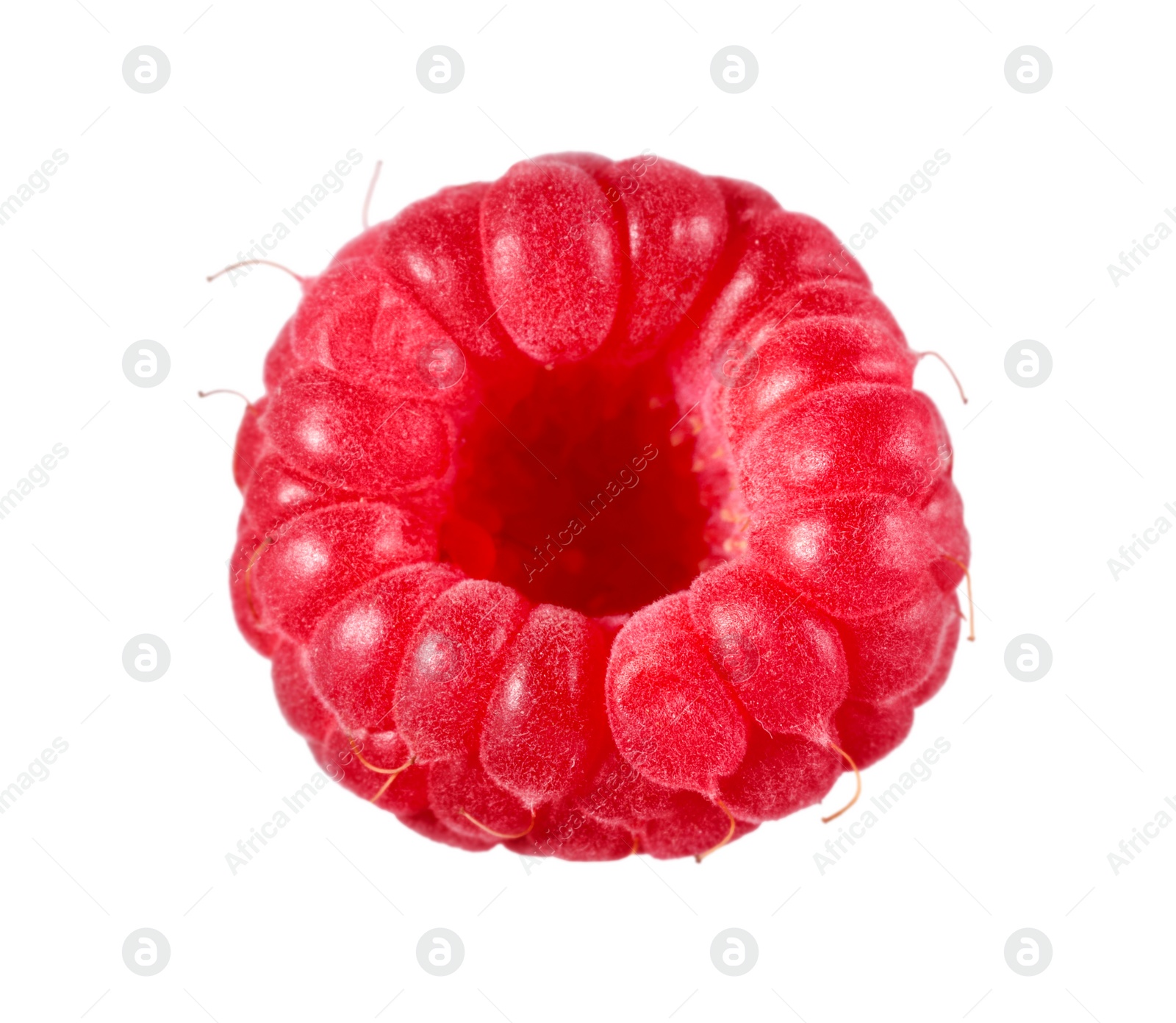 Photo of One tasty ripe raspberry isolated on white