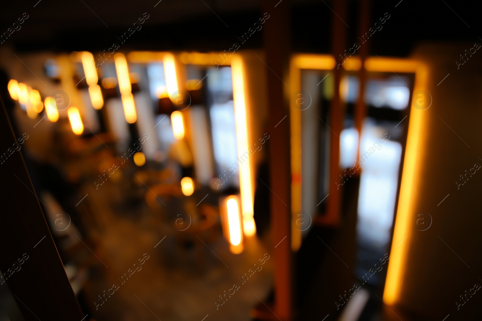 Photo of Blurred view of stylish modern cafe interior