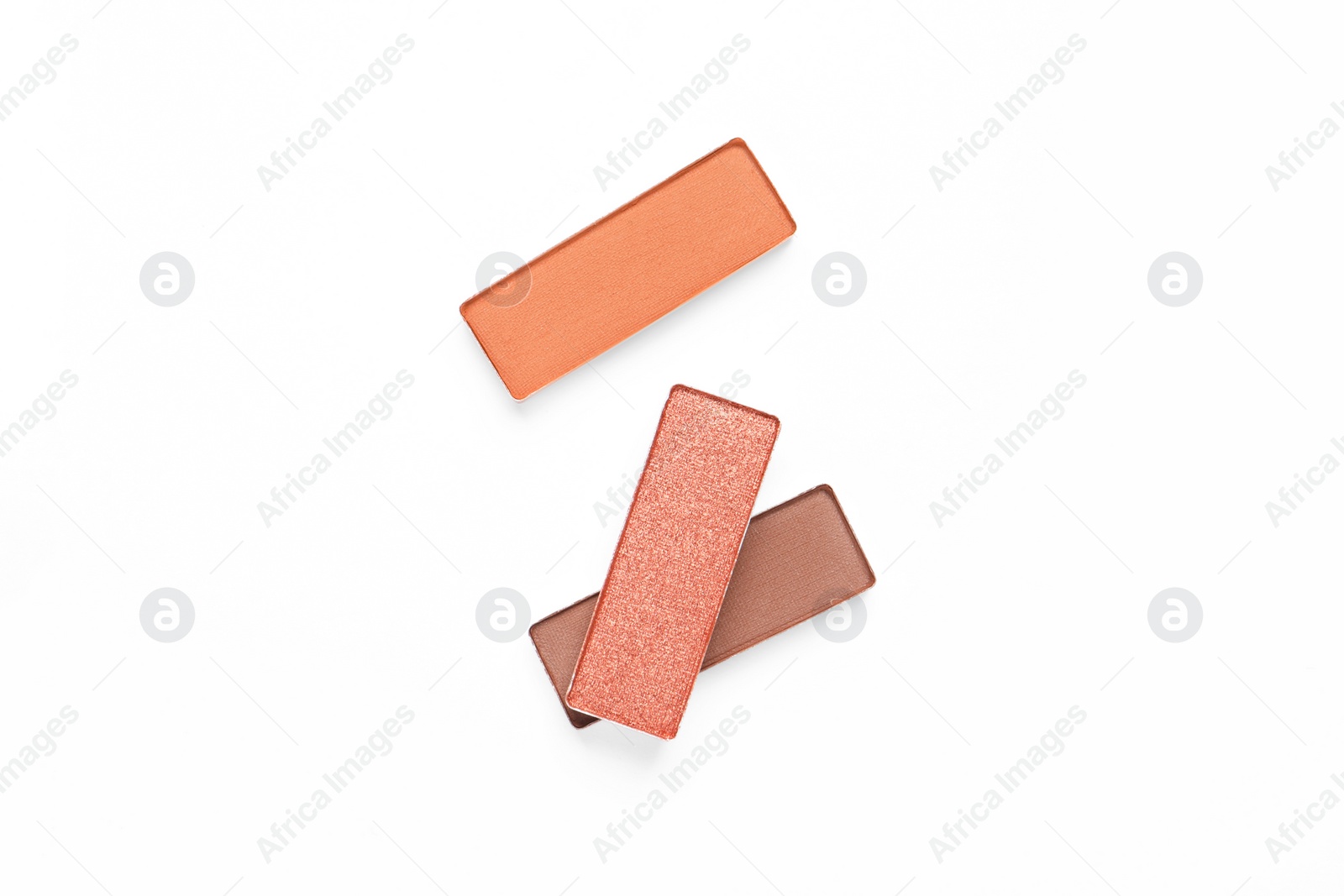 Photo of Different beautiful eye shadows on white background, flat lay