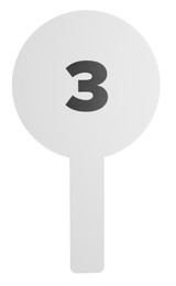 Photo of Auction paddle with number 3 isolated on white