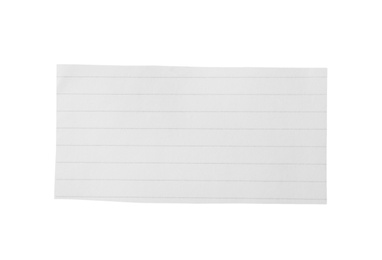 Photo of Piece of blank notebook paper isolated on white. Space for design