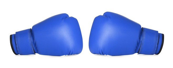 Image of Pair of blue boxing gloves isolated on white