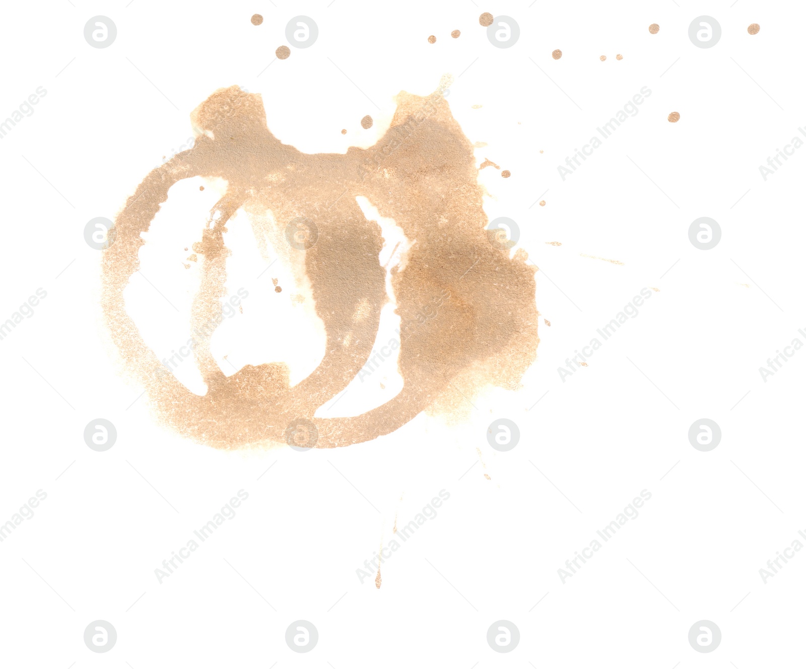 Photo of Coffee cup stains isolated on white, top view