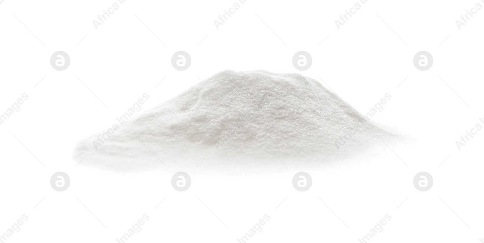 Photo of Pile of baking soda isolated on white