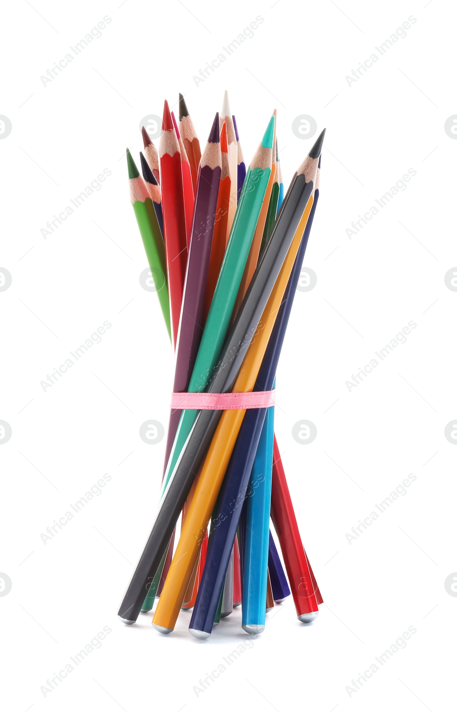 Photo of Colorful pencils on white background