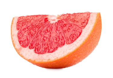 Cut ripe grapefruit isolated on white. Citrus fruit