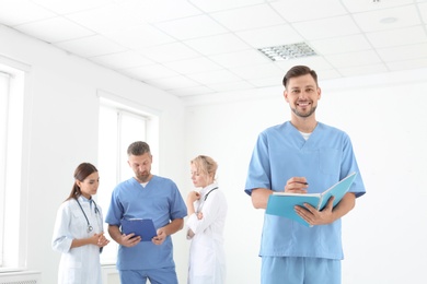 Photo of Doctors and medical assistants in clinic. Health care service