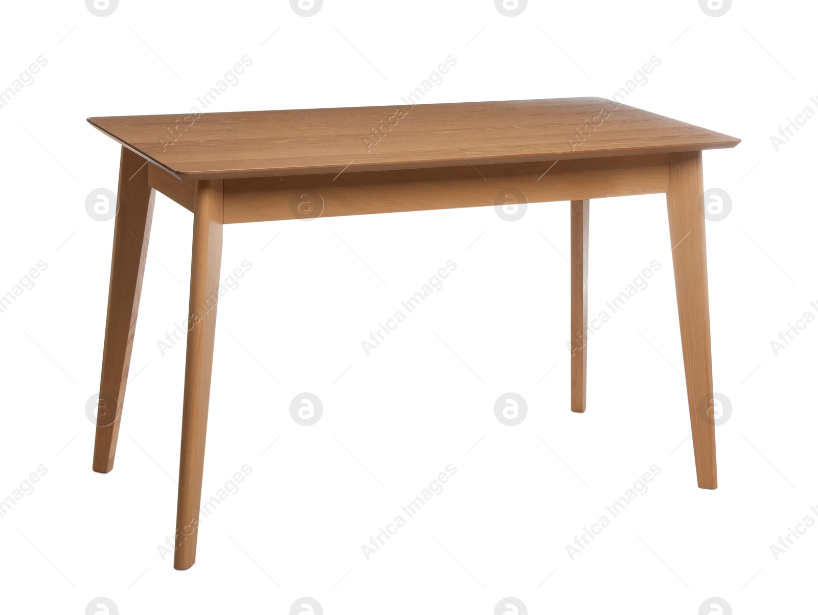 Photo of Stylish empty wooden table isolated on white