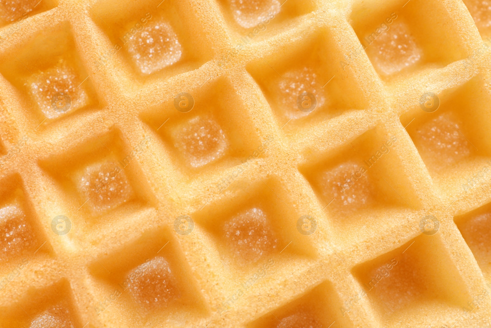 Photo of Delicious waffle for breakfast as background, closeup