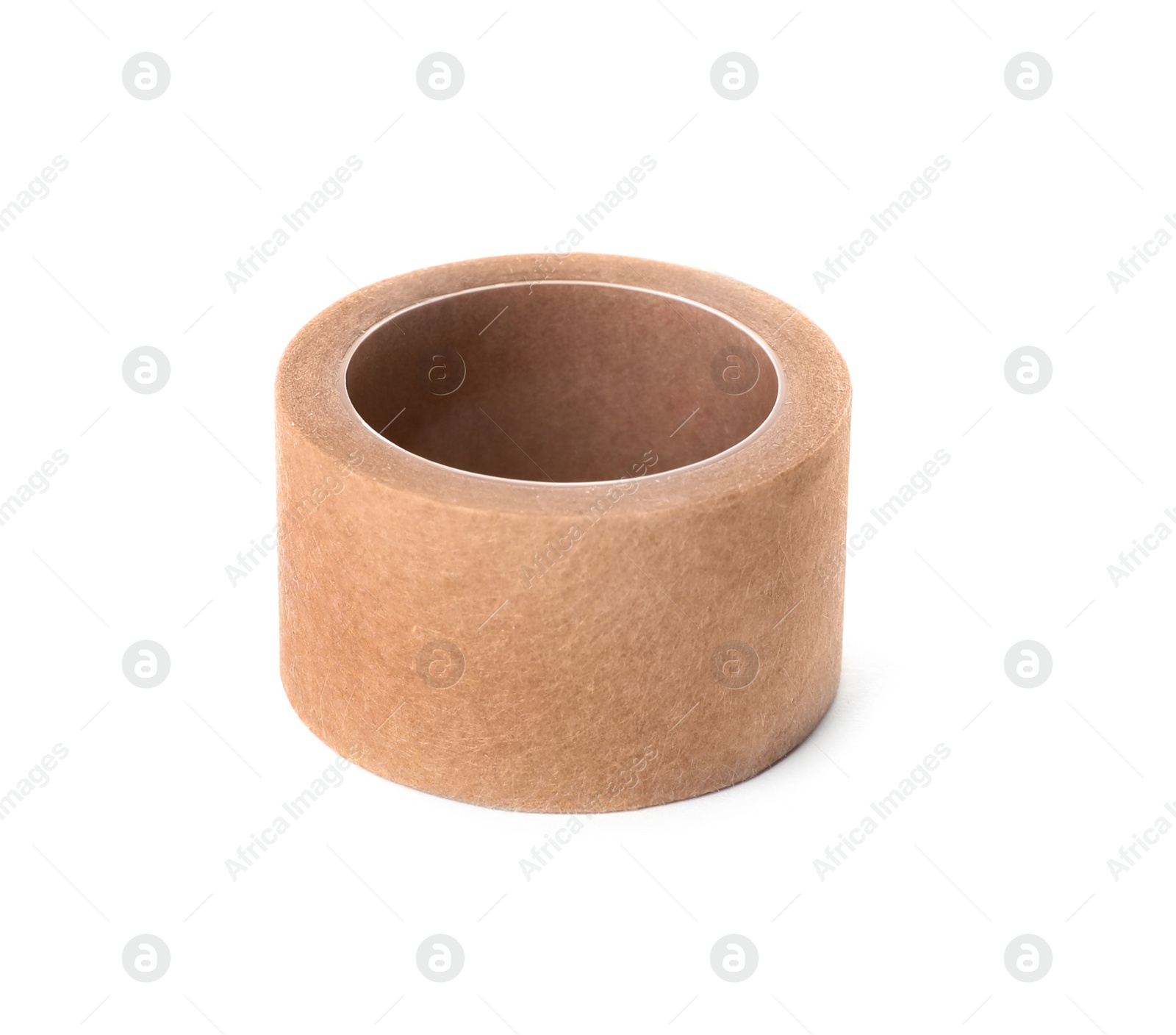 Photo of Medical sticking plaster roll on white background