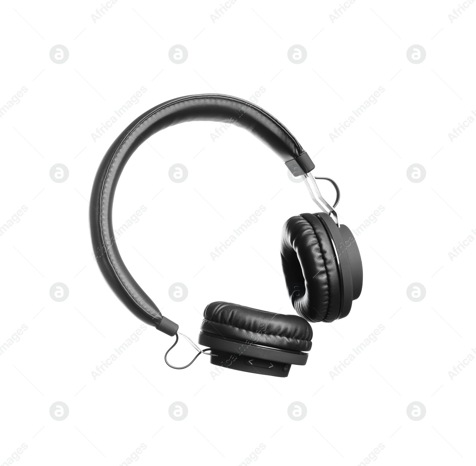 Photo of Stylish headphones with pads on white background