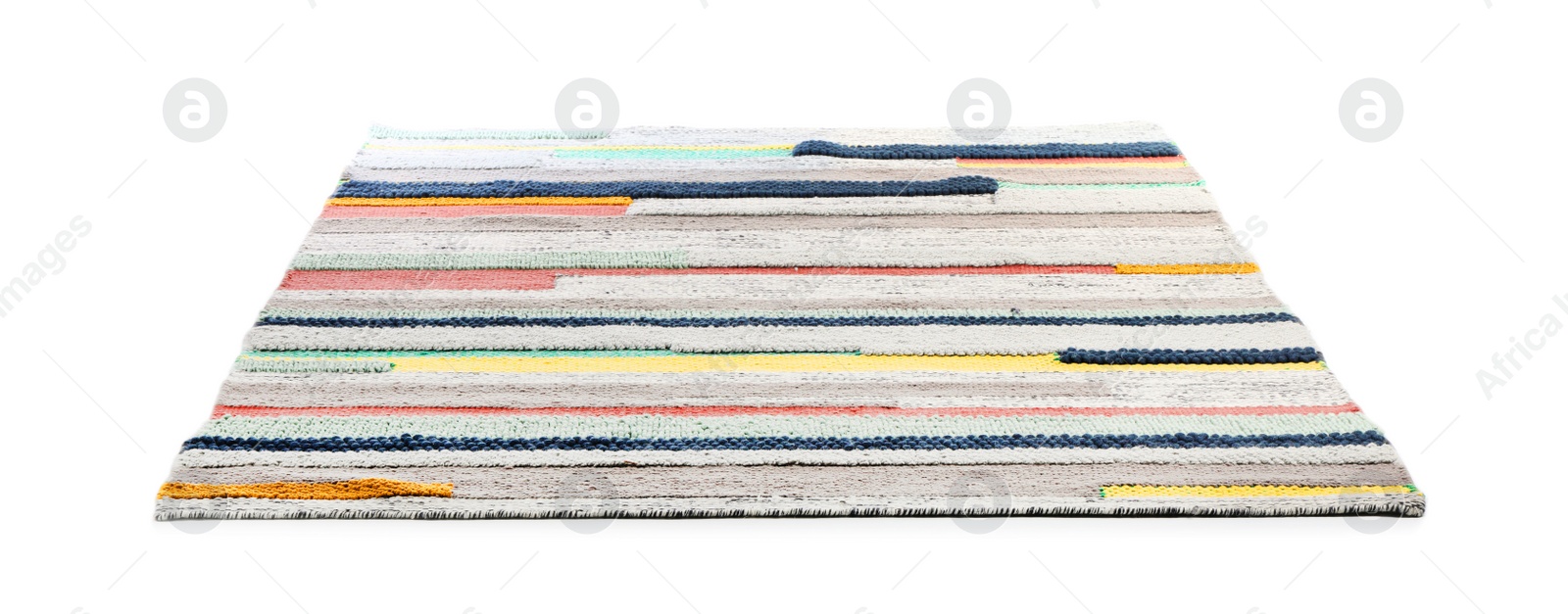 Photo of Striped carpet on white background. Interior element